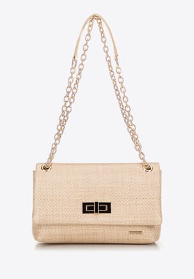 Wittchen Dames crossbody tas met gevlochten ketting, beige, polypropyleen