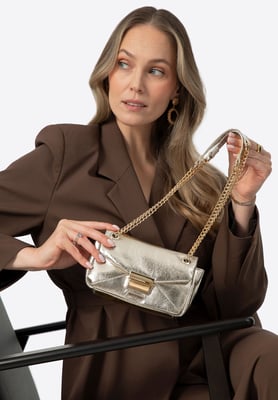 Wittchen dames mini crossbody tas in glanzend goud eco-leer