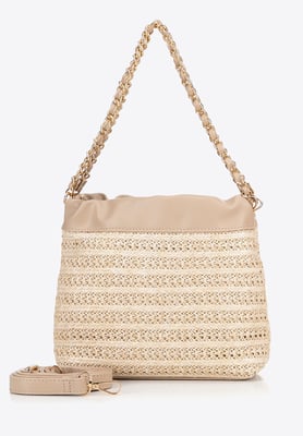 Wittchen Dames Geweven Crossbody Tas met Kettingen, Beige