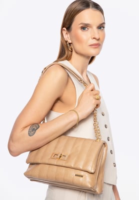 Wittchen Dames eco-leren schoudertas, twee compartimenten, klein, beige