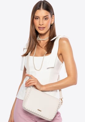 Wittchen Dames Crossbody Tas met Afgewerkte Flap, Crème, Eco-leer