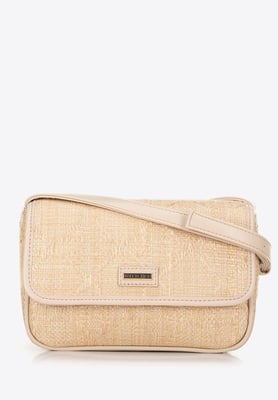 Wittchen Dames gevlochten crossbody tas met klep, klein, beige, polypropyleen