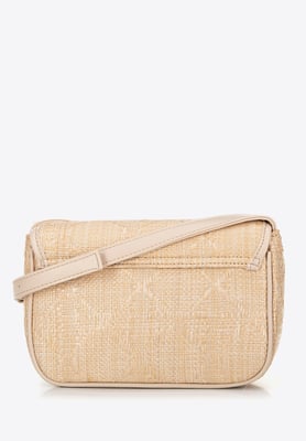 Wittchen Dames gevlochten crossbody tas met klep, klein, beige, polypropyleen