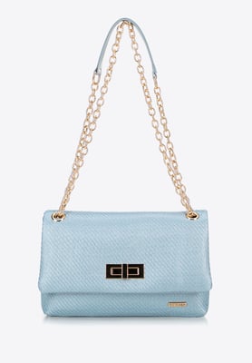 Wittchen Dames crossbody tas met gevlochten ketting, blauw, polypropyleen