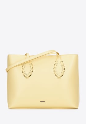 Wittchen Dames eco-leren shopper met gevlochten accenten geel eco-leer