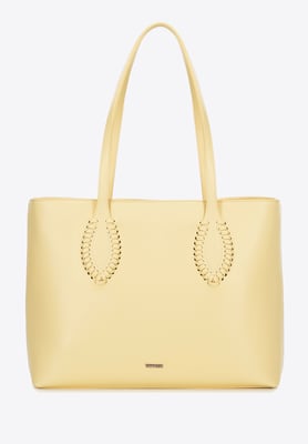 Wittchen Dames eco-leren shopper met gevlochten accenten geel eco-leer