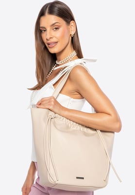 Wittchen Dames eco-leren shopper met decoratieve koorden, beige