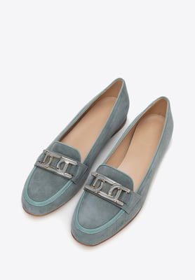Wittchen Dames Leren Platte Mocassins Blauw Natuurlijk Leer