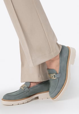 Wittchen Dames mocassins van echt leer met gesp, blauw