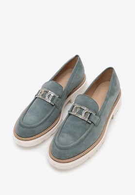 Wittchen Dames mocassins van echt leer met gesp, blauw