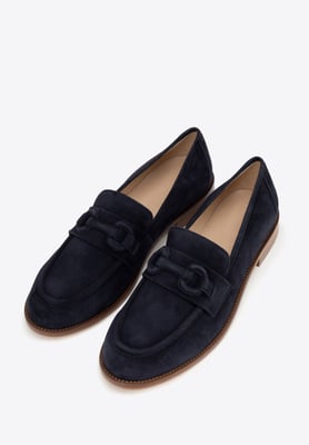 Wittchen Dames mocassins van echt leer met subtiele gesp, marineblauw
