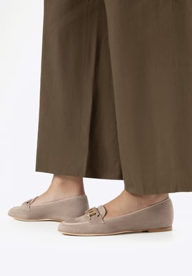 Wittchen Dames Leren Platte Loafers Beige Natuurlijk Leer