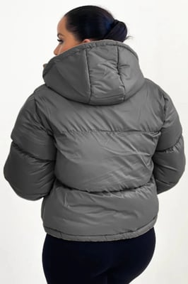 Hooded Drawstring Cropped Puffer Jacket - Stacey