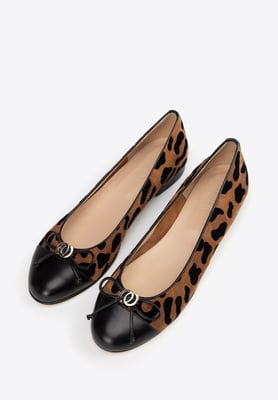 Wittchen Dames luipaardprint ballerina's van echt leer, bruin en zwart