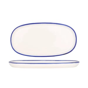 Rinart Serveerschaal blue edge porselein 30x15 cm set van 2