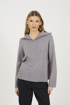 Grey Half Zip Knitted Jumper