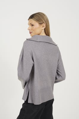 Grey Half Zip Knitted Jumper