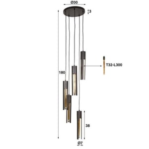 Hoyz hanglamp 5l getrapt tube artic