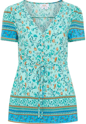 usha blouse met korte mouwen Dames Turkoois Veelkleurig