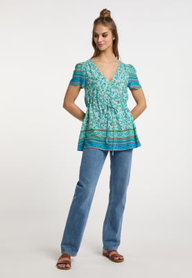usha blouse met korte mouwen Dames Turkoois Veelkleurig