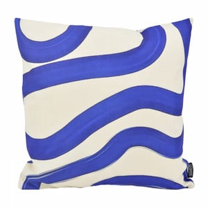 Gek op kussens! Sierkussen royal blue lines | 45 x 45 cm | katoen/linnen