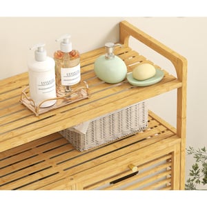 4goodz Bamboe wasmand 82 liter met 2 los kantelbare wasmanden -
