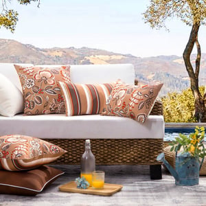 NOVÉE Sierkussen flower / stripe beige outdoor | 45 x 45 cm | katoen
