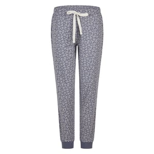 By Louise Dames pyjama set lang v-hals off-white/donkerblauw gebloemd