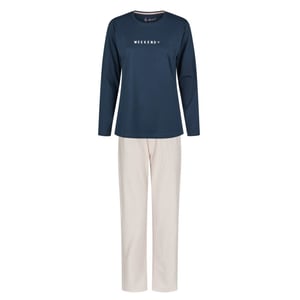 By Louise Dames pyjama set lang blauw/roze gestreept