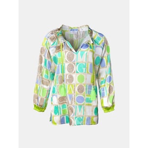 Mucho Gusto ® blouse milano luipaard mg groen blauw