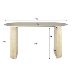 Hoyz bartafel romano arch plat ovaal 180cm keramiek travertin