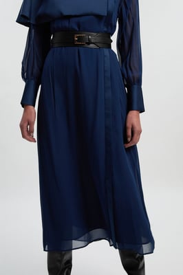 Military Sheer Cape Detail Woven Maxi Dress