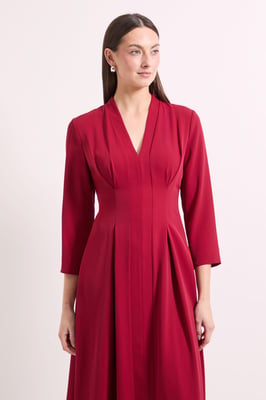 Panel And Pleat Detail Crepe Midi Dress