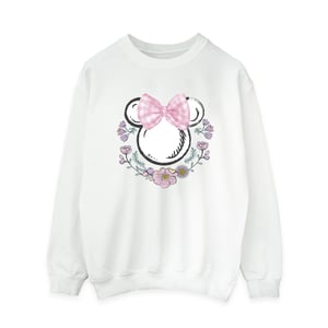 Disney Dames/Dames Minnie Mouse Strikjes & Bloemen Sweatshirt (Wit)