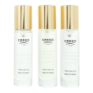 Creed Aventus Eau de Parfum 10ml, Green Irish Tweed Eau de Parfum 10ml, Silver Mountain Water Eau de Parfum 10ml Gift Set