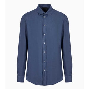 Emporio Armani Vanlig bomullsskjorta för herrar (Blå)