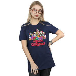 Disney Dames/Dames Mickey Mouse And Friends Kerstmis Katoenen Vriendje T-shirt (Marineblauw)