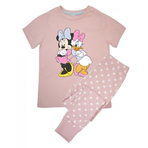 Disney Lange pyjamaset met korte mouwen voor meisjes Daisy Duck Hearts (Baby Roze)