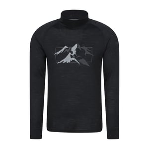 Mountain Warehouse Unisex Quest Merino Wol Thermo Top met lange mouwen voor volwassenen (Zwart)