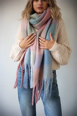 Pastel Check Print Scarf