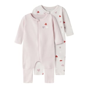 Name It Meisjes kinder bodysuit nbfnightsuit 2-pack hartjes roze