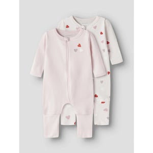 Name It Meisjes kinder bodysuit nbfnightsuit 2-pack hartjes roze