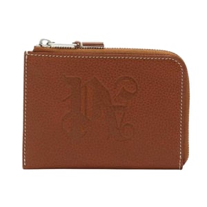 Palm Angels Monogram Leren Kaarthouder met Ritssluiting (Bruin)