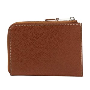 Palm Angels Monogram Leren Kaarthouder met Ritssluiting (Bruin)