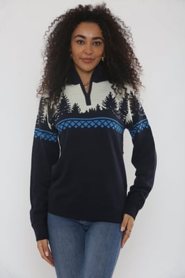 Navy Forest Knit Half Zip Jumper
