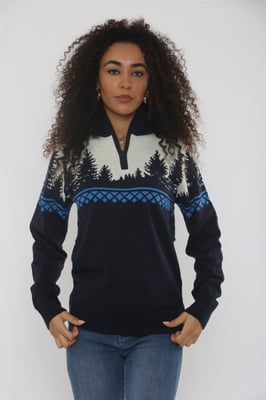 Navy Forest Knit Half Zip Jumper