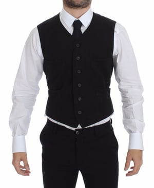 Zwart Katoenen Vest Klassieke Stijl