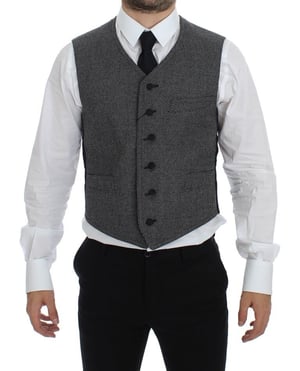 Grijs Wol Vest Klassieke Pasvorm