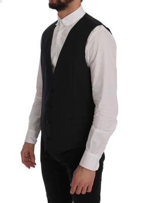 Zwarte Pinstripe Vest Klassieke Pasvorm