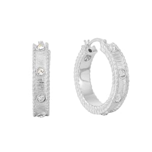 Sterling Silver Crystal Rope Edge Creoles